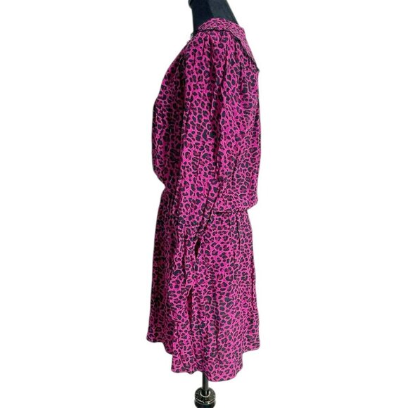 Zadig & Voltaire Size Small Dress Long Sleeve Faux Wrap Animal Print Pink Black - Picture 7 of 11